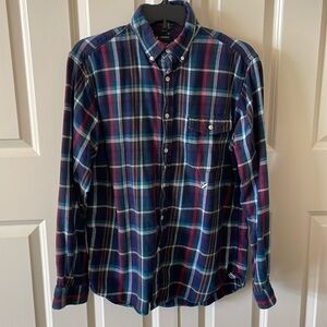 Cremieux Slim Fit Casual Button Down Cotton Flannel Red/Green/Navy L